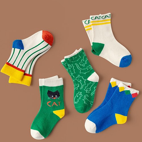 

Kids Girls' 5 Pairs Socks Multicolor Color Block Fall Winter Sweet Casual 3-12 Years