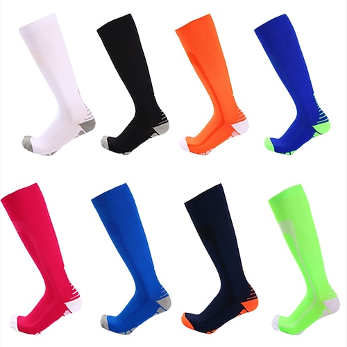 

Compression Socks Running Socks 1 Pair Men's Women's Socks Breathable Sweat wicking Comfortable Gym Workout Basketball Running Active Training Jogging Sports Color Block Nylon White Black Navy Blue