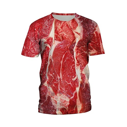 

Men's Unisex T shirt Tee Food Graphic Prints Crew Neck Red Short Sleeve 3D Print Outdoor Street Print Tops Sports Designer Casual Big and Tall / Summer / Summer