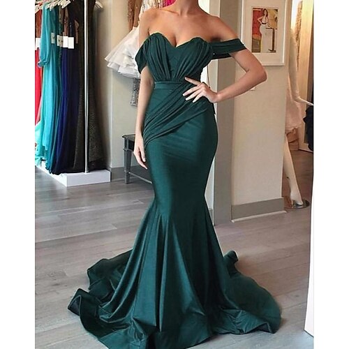 

Mermaid / Trumpet Reformation Amante Sexy Engagement Formal Evening Dress Sweetheart Neckline Sleeveless Sweep / Brush Train Charmeuse with Sleek Draping 2022