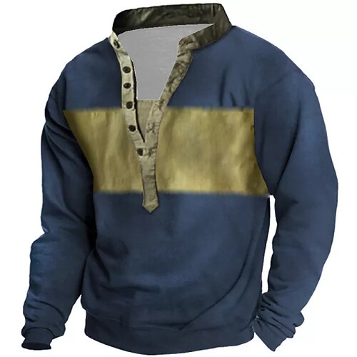 

Men's Unisex Sweatshirt Pullover Button Up Hoodie Color Block Graphic Prints Print Casual Daily Sports 3D Print Streetwear Designer Casual Clothing Apparel Hoodies Sweatshirts Long Sleeve Blue Gray