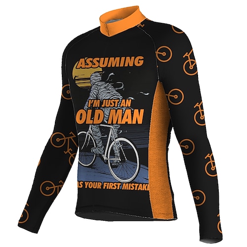 

21Grams Men's Cycling Jersey Long Sleeve Bike Top with 3 Rear Pockets Mountain Bike MTB Road Bike Cycling Breathable Quick Dry Moisture Wicking Reflective Strips Black Graphic Halloween Polyester