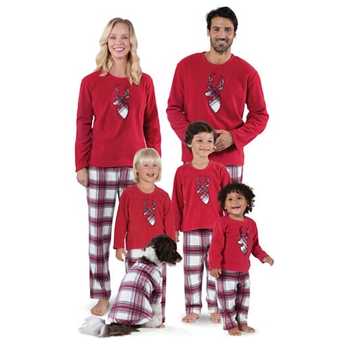 

Christmas Pajamas Family Set Ugly Cotton Deer Christmas Gifts Red Long Sleeve Mom Dad and Me Daily Matching Outfits Winter Fall Sweet
