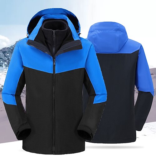

Men's Hiking 3-in-1 Jackets Ski Jacket Waterproof Hiking Jacket Winter Outdoor Thermal Warm Waterproof Windproof Breathable Outerwear Winter Fleece Jacket Trench Coat Hunting Ski / Snowboard Fishing