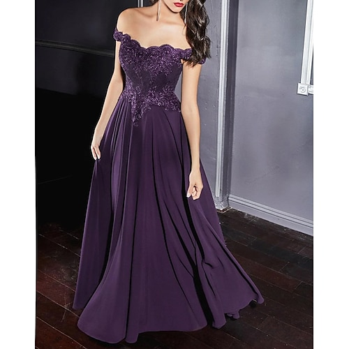 

Linea-A Vestiti da sera minimalista Vestito Formale Lungo Senza maniche Senza spalline Chiffon con A pieghe Con applique 2023