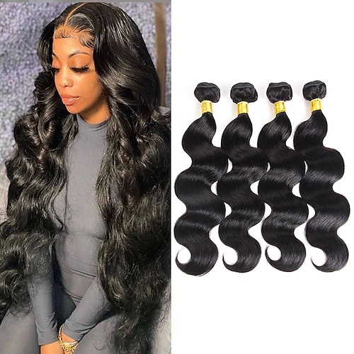 

Body Wave Bundles Human Hair Weave Bundles Brazilian Weave Extensions 4 PCS Remy Hair Body Wave Extensions 8-28 Inch