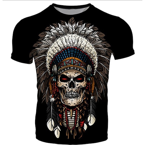 

Men's Unisex T shirt Tee Skull Graphic Prints Crew Neck Black Gray Short Sleeve 3D Print Outdoor Street Print Tops Sports Designer Casual Big and Tall / Summer / Summer