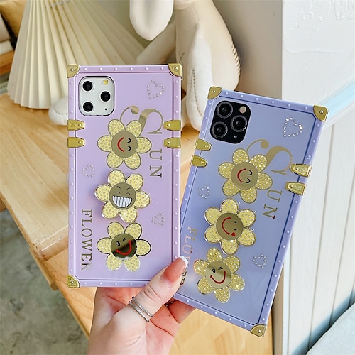 

Phone Case For Apple Back Cover iPhone 13 Pro Max 12 Mini 11 X XR XS Max 8 7 Portable Rhinestone Full Body Protective Graphic Solid Colored Flower PC Metal