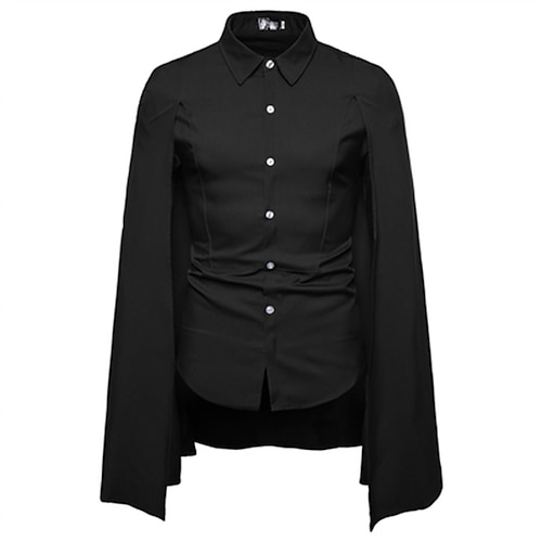 

Men's Shirt Prom Shirt Disco Shirt Party Club Hallween Solid Colored Turndown White Black Red Navy Blue Party Outdoor Tops Elegant Casual Retro Punk Gothic