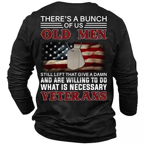 

Men's Unisex T shirt Tee Letter Graphic Prints National Flag Crew Neck Army Green Dark Gray Navy Blue Black 3D Print Outdoor Street Long Sleeve Print Clothing Apparel Basic Sports Designer Casual