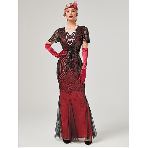 

The Great Gatsby Charleston Roaring 20s 1920s Cocktail Dress Vintage Dress Flapper Dress Masquerade Prom Dress Women's Sequins Costume Vintage Cosplay Halloween Carnival Masquerade Dress Halloween