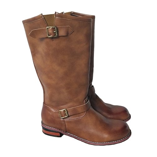 

Men's Boots Retro Cowboy Boots Biker boots Vintage Classic British Outdoor Leather Black Wine Coffee Fall Winter