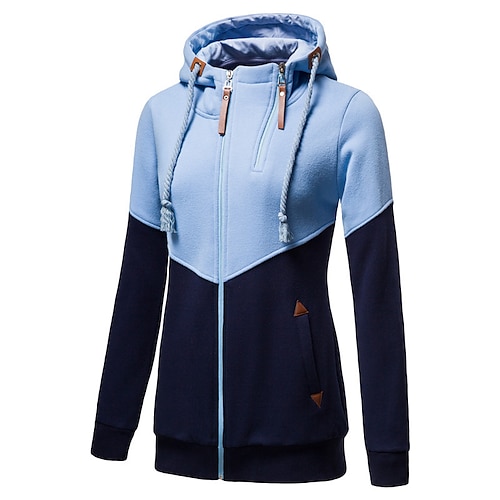 

Women's Cowl Neck Hoodie Jacket Yoga Top Winter Zipper Pocket Color Block Gray Rosy Pink Yoga Fitness Gym Workout Top Long Sleeve Sport Activewear Breathable Comfortable Freedom Micro-elastic Loose
