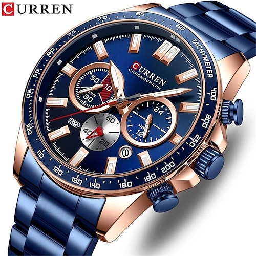 

Curren New Chronograph Stainless Steel Band Watches Sports Fashion Brand Quartz Men Wristwatches with Luminous Hands 8418