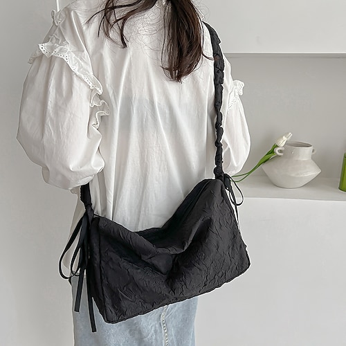 

Women's Canvas Bag Tote Crossbody Bag Shoulder Bag Nylon Zipper Solid Color Daily Going out White Black