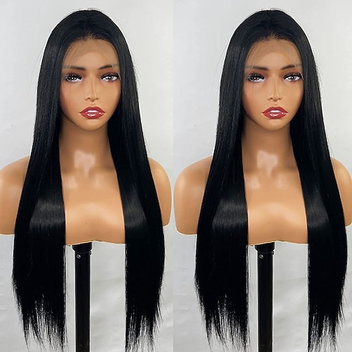 

24inch Black Lace Front Wigs Glueless Long Straight Black Synthetic Lace Front wig for Women