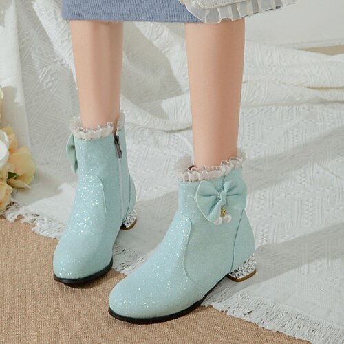 

Girls' Boots Princess Shoes Daily PU Princess Shoes Big Kids(7years ) Party Daily Butterfly White Rosy Pink Light Blue Fall Winter / Booties / Ankle Boots