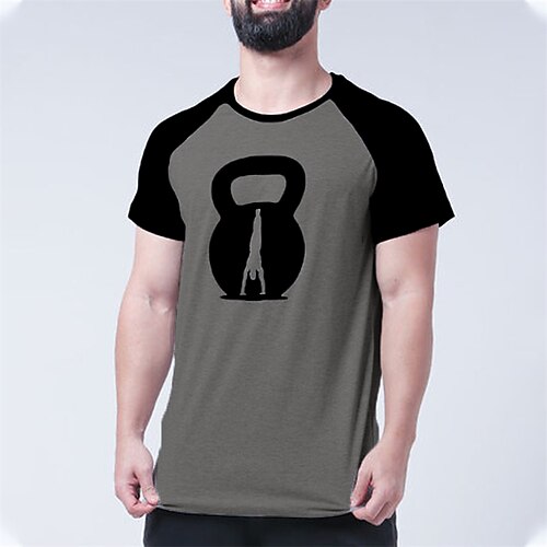 

Men's T shirt Tee Graphic Cartoon Crew Neck Gray Short Sleeve Hot Stamping Street Daily Patchwork Print Tops Fashion Designer Casual Comfortable / Summer / Summer / Sports