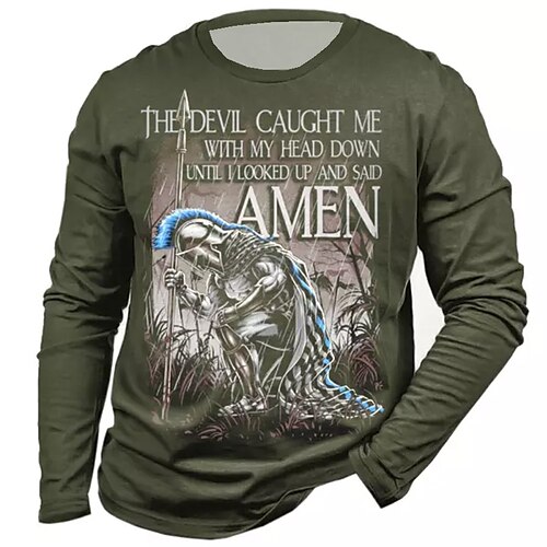 

Men's Unisex T shirt Tee Templar Cross Graphic Prints Soldier Crew Neck Green Black Navy Blue 3D Print Outdoor Street Long Sleeve Print Clothing Apparel Basic Sports Designer Casual