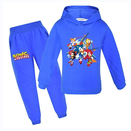 

Kids Boys Hoodie Pants Clothing Set 2 Pieces Long Sleeve Black Blue Purple Cartoon Letter Print Street Vacation Active Casual 3-13 Years