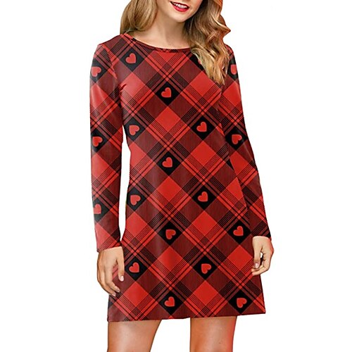 

Women's Casual Dress T Shirt Dress Tee Dress Shift Dress Black Yellow Wine Long Sleeve Animal Print Winter Fall Autumn Crew Neck Modern Winter Dress Fall Dress S M L XL