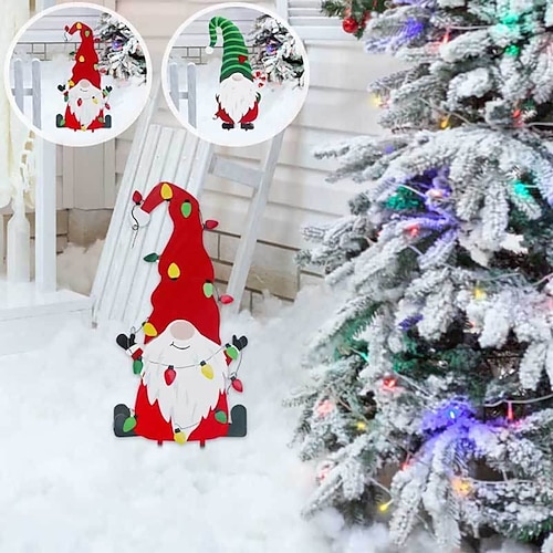Huwena 16 Cartelli Natalizi A Forma Di Gnomo Con Paletti - Decorazioni Impermeabili In Plastica Ondulata Per Esterno Giardino, Prato, Vialetto - 3