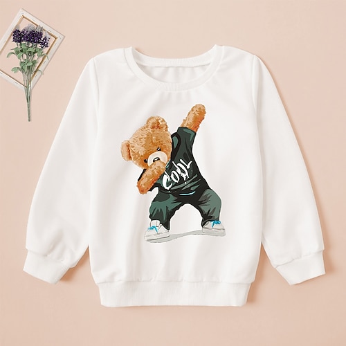 

Kids Unisex Christmas Sweatshirt Letter Daily Long Sleeve Crewneck Neutral 3-8 Years Fall White