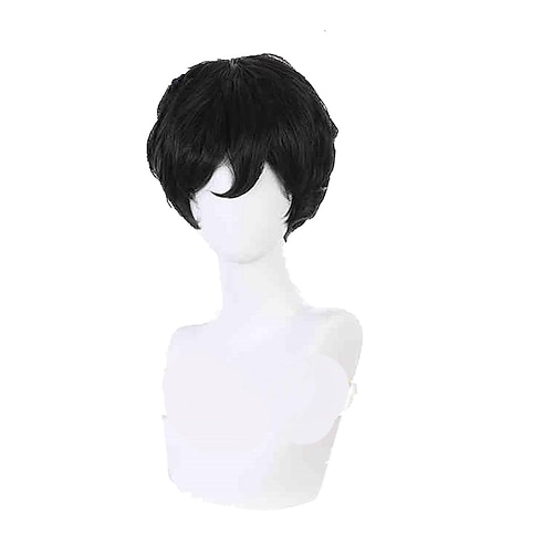 

Anime Ousama Ranking Bojji Cosplay Wig Black Short Hair King Crown Heat Resistant Fiber Hair Wig Cap Party Men