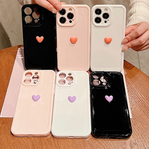 

Phone Case For Apple Back Cover iPhone 14 Pro Max iPhone 13 Bumper Frame Soft Edges Non-Yellowing Heart Solid Colored TPU