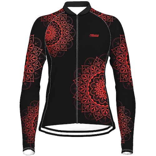 

21Grams Women's Cycling Jersey Long Sleeve Bike Top with 3 Rear Pockets Mountain Bike MTB Road Bike Cycling Breathable Quick Dry Moisture Wicking Reflective Strips Red Graphic Polyester Spandex Sports