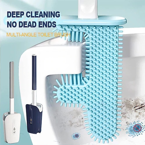 

Toilet Brush No Dead Corner Cactus, Cactu Silicon Toilet Brush Bathroom, Long Handle Soft Silicone Flex Toilet Cleaning Brush, with Quick Dry Holder