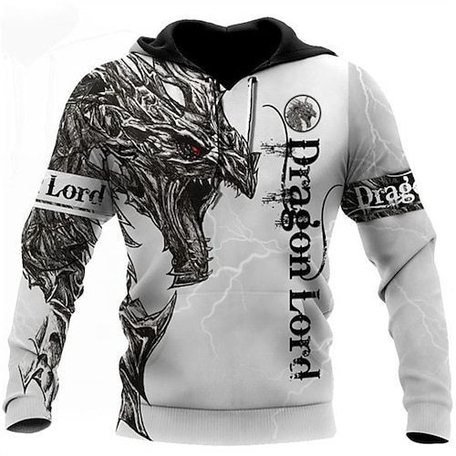 

Men's Unisex Pullover Hoodie Sweatshirt White Hooded Animal Patterned Graphic Prints Print Daily Sports 3D Print Streetwear Designer Casual Spring & Fall Clothing Apparel Hoodies Sweatshirts Long