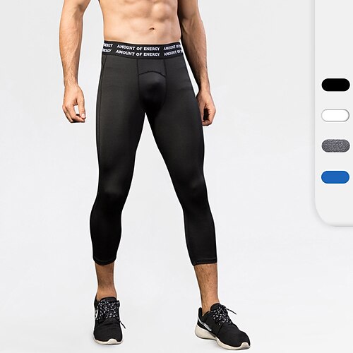 

Men's Running Tights Leggings Compression 3/4 Pants Compression Clothing Athletic Athleisure Spandex Breathable Quick Dry Moisture Wicking Fitness Gym Workout Running Sportswear Activewear Black Blue