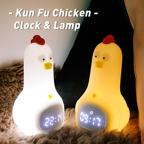 

Nursery Smart Night Light for Kids Gift Kun Fu Chicken Silicone With Sleeping Bedroom Atmosphere Light Usb Charging Small Night Light Children's Day New Year USB Creative