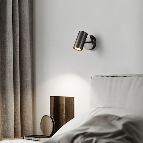 

Wall Sconces with Spotlight as Bedside Reading Light, LED Wall Mount Light Fixtures with Switch Adjustable Black H65 Copper Sconce Lighting for Bedroom Corridor Hallway