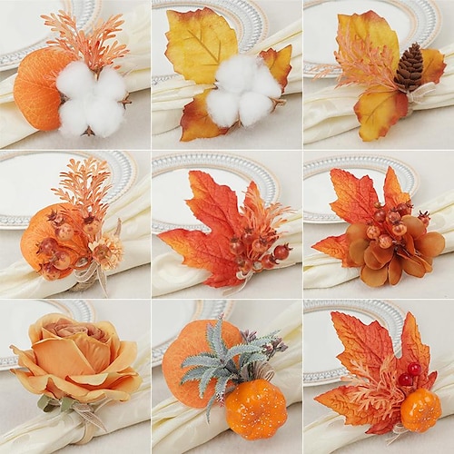 

Halloween Decoration Fall Leaf Napkin Rings Napkin Holder Table Napkin Rings for Dinning Table Parties Everyday