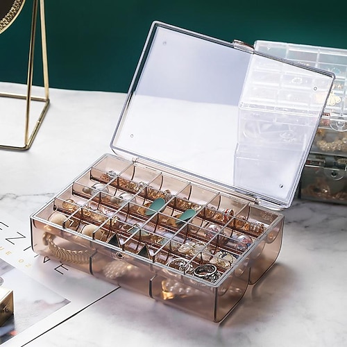 

multilayer jewelry box with cover dustproof and antioxidant portable earrings necklace storage factory spot wholesale
