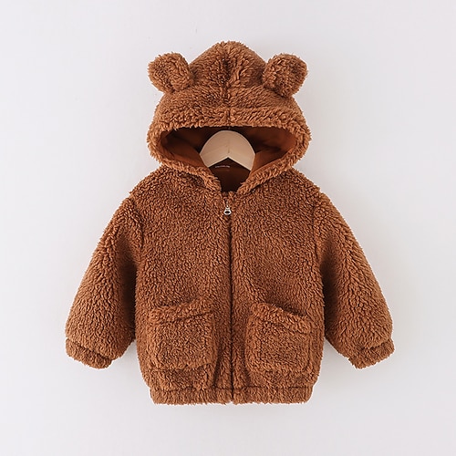

Kids Unisex Coat Outerwear Plain Long Sleeve Coat School Active Adorable Brown Winter Fall 2-6 Years