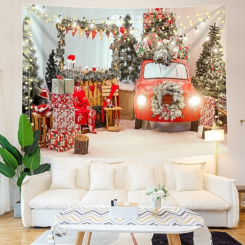

Christmas Santa Claus Holiday Party Wall Tapestry Art Decor Blanket Curtain Picnic Tablecloth Hanging Home Bedroom Dorm Decoration Snow Gift