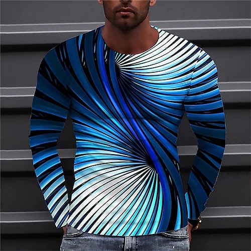 

Men's Unisex T shirt Tee Gradient Graphic Prints Crew Neck Blue 3D Print Outdoor Street Long Sleeve Print Clothing Apparel Basic Sports Designer Casual