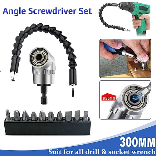 

105 Degree Elbow Screwdriver Set Holder Adjustable Turning Nozzles Flexible Shaft Extension Screwdriver Drill Bit for Screwdriver Hand Tools Magnetic Bit Socket Power Drill