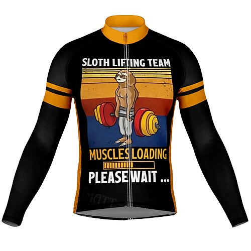 

21Grams Men's Cycling Jersey Long Sleeve Bike Top with 3 Rear Pockets Mountain Bike MTB Road Bike Cycling Breathable Quick Dry Moisture Wicking Reflective Strips Orange Sloth Polyester Spandex Sports