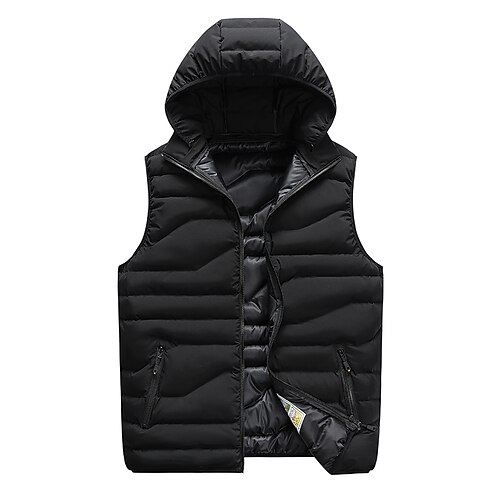 

Men's Down Vest Puffer Vest Windproof Warm Street Daily Holiday Pure Color Outerwear Clothing Apparel Classic & Timeless Casual Daily Black Blue Army Green