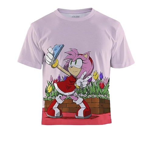 

Kids Girls' Sonic Amy Rose T shirt Tee Short Sleeve 3D Print Graphic Crewneck Pink Children Tops Fall Winter Cool Outdoor Daily Regular Fit 4-12 Years