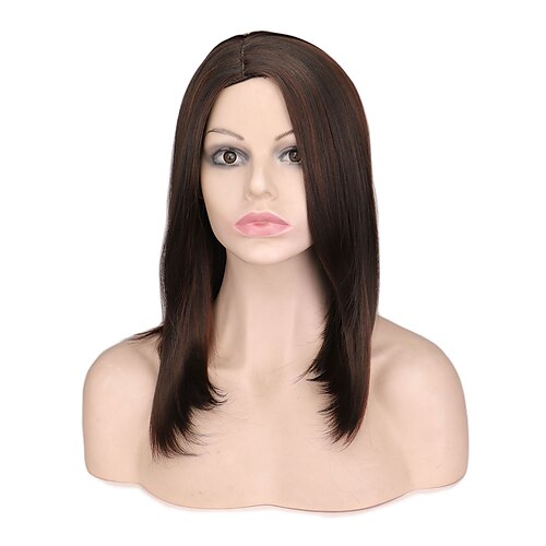 

Synthetic Wig Yaki Straight Side Part Machine Made Wig 16 inch Synthetic Hair Women's Adjustable Color GradientHigh Quality Multi-color