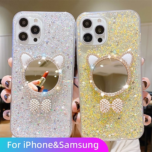 

Phone Case For Apple Back Cover iPhone 14 Pro Max iPhone 14 Pro iPhone 14 Plus iPhone 14 iPhone 13 Pro Max 12 Mini 11 X XR XS Max 8 7 Rhinestone Mirror Glitter Shine Glitter Shine Crystal Diamond TPU