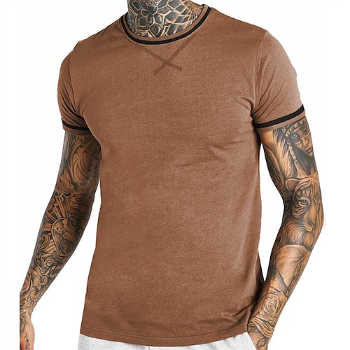 

Men's T shirt Tee Solid Color Crew Neck Dusty Rose Light gray Brown Black Holiday Vacation Short Sleeve Clothing Apparel Lightweight Casual Comfortable / Summer / Spring / Summer