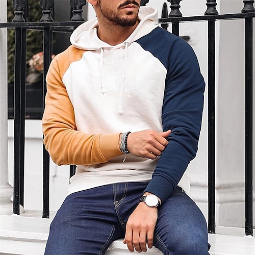 

Men's Pullover Hoodie Sweatshirt Hooded Color Block Sports Outdoor Daily Sports Hot Stamping Basic Designer Casual Hoodies Sweatshirts Long Sleeve White / Spring / Fall