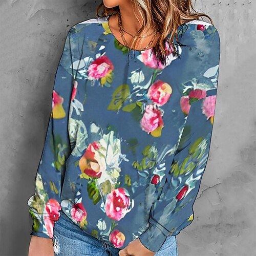 

Women's Sweatshirt Pullover Retro Green Graphic Geometric Tie Dye Casual Round Neck Long Sleeve S M L XL 2XL 3XL / Winter