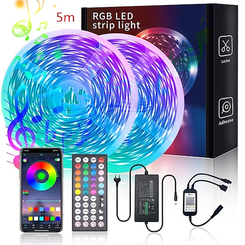 

5m LED Strip Lights Bluetooth APP RGB SMD 2835 IP20 Luces Flexible Lamp Tape Ribbon Diode DC12V Home Party Decoration